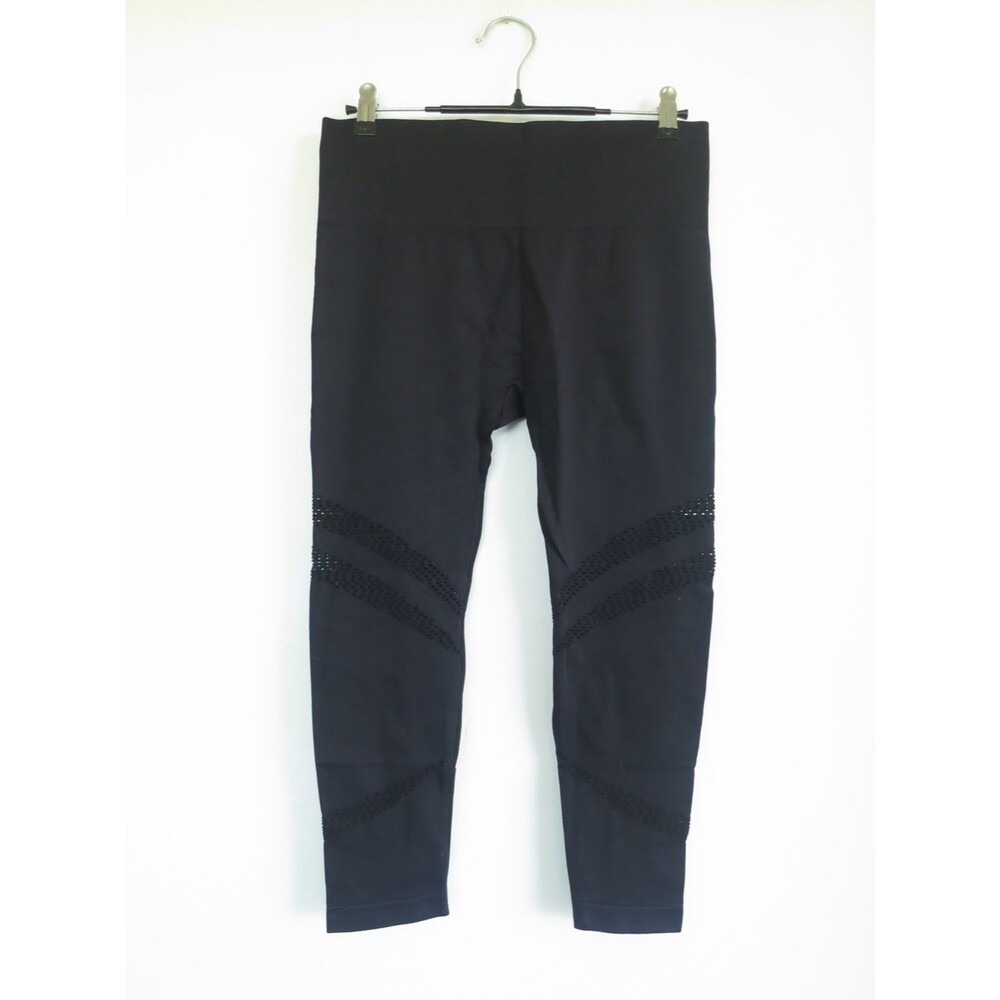 Women's Black High-Waist Leggings with Textured Knee Panels